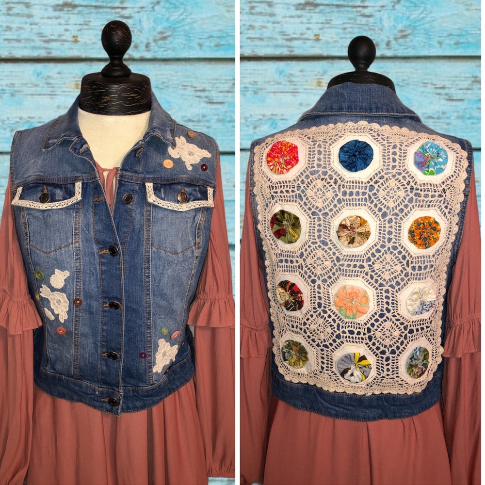 Upcycled Handmade Vintage Hippie Boho Denim Vest